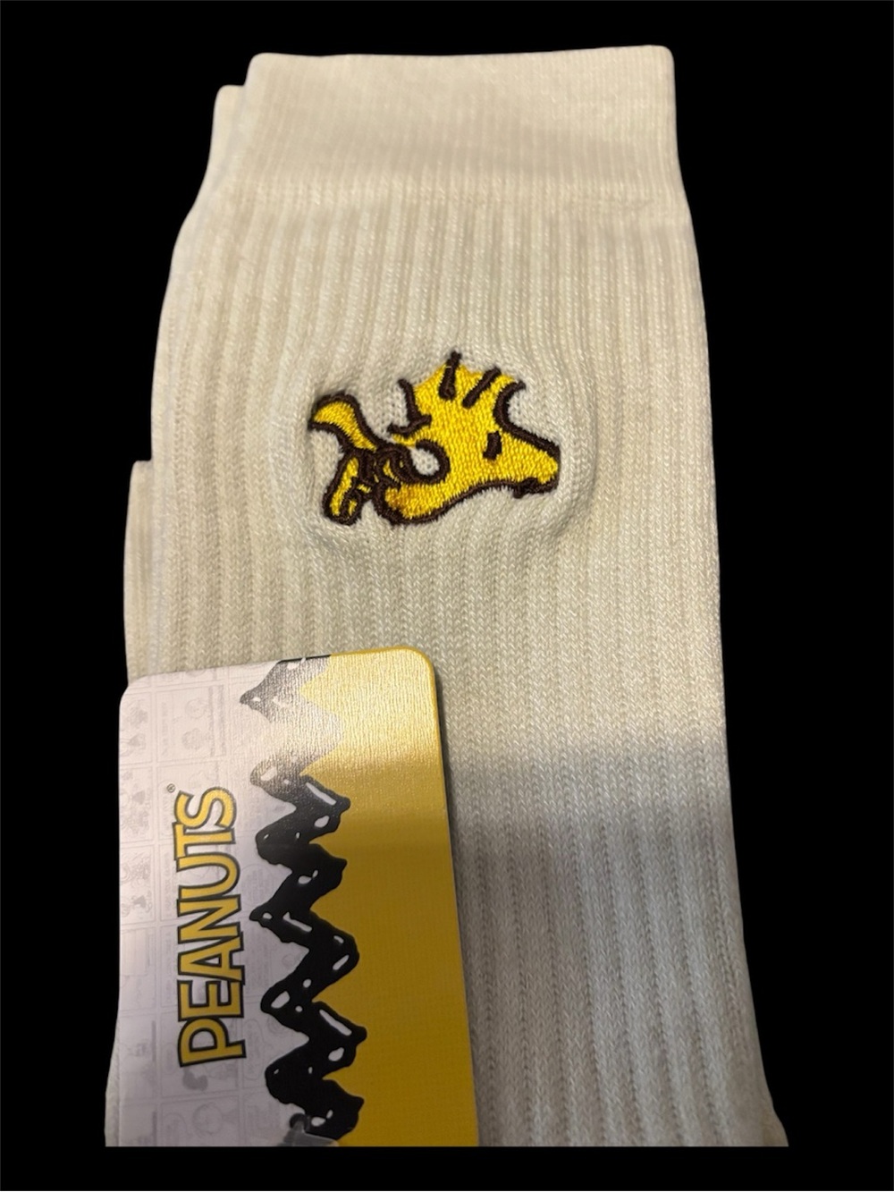 Peanuts White Crew Socks with Yellow Woodstock Embroidery - Picture 2 of 3